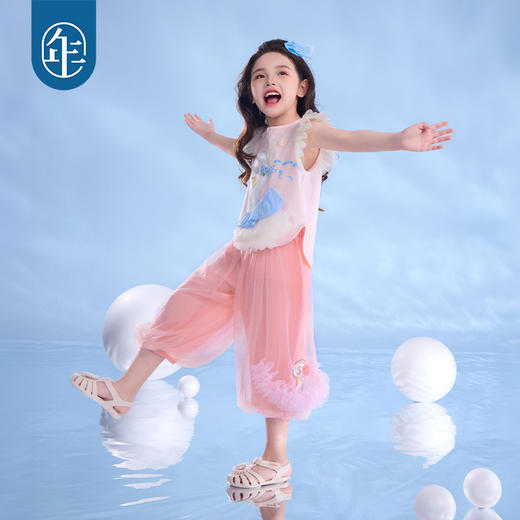 年衣2025年夏季新款女童凉感宽松束脚裤七分裤天鹅舞会长裤 商品图2