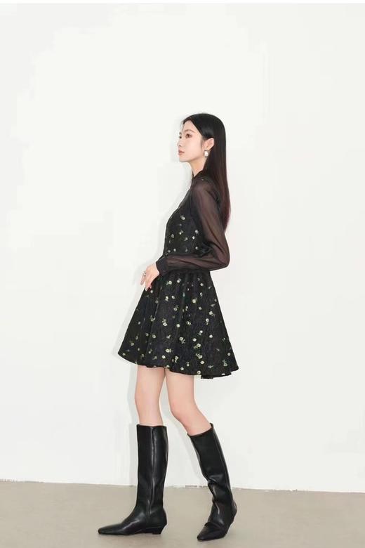 ANSUABEL 甜酷黑纱花朵肌理感连衣裙两件套装 18228 商品图6