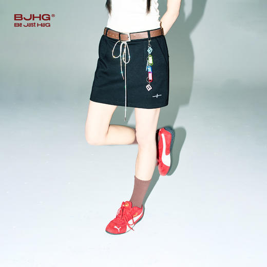 BJHG不计后果 弹力短裙女款夏季2025新款美式烫钻工艺防走光A字裙 商品图0