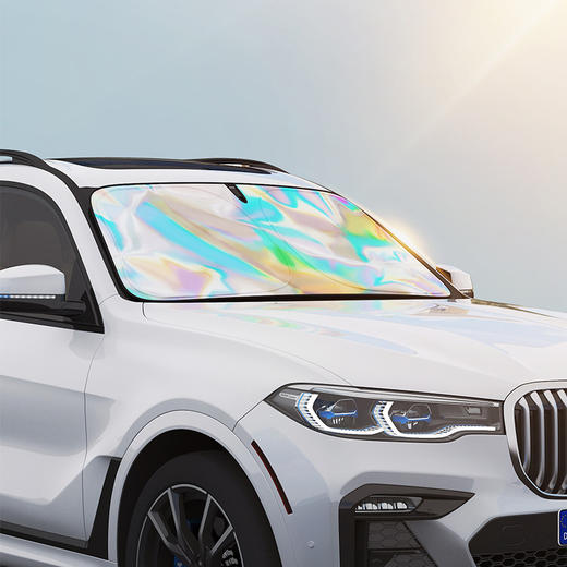 「升级炫彩款！方便便携」汽车遮阳挡炫彩镭射隔热前档风玻璃防晒降温遮阳板夏车载用遮阳伞装饰 商品图1