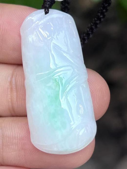 【云意轩翡翠】编号：9412 白底青翡翠竹节  天然翡翠 附证书 商品图2