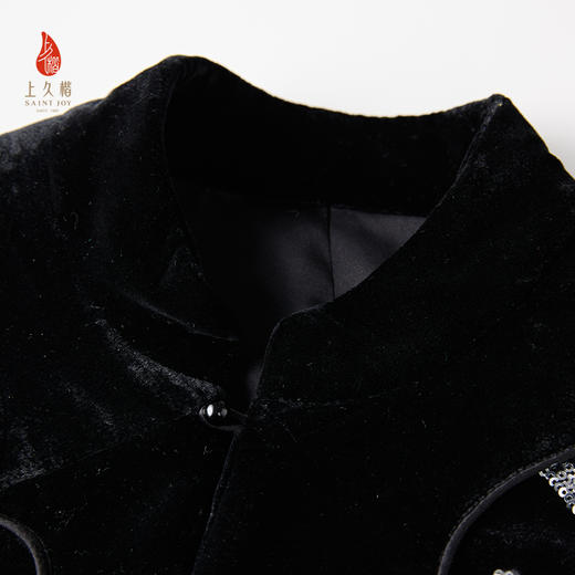 SAINTJOY/上久楷新中式百搭国风气质女式丝绒外套丝绒短外套CY1025201013 商品图8