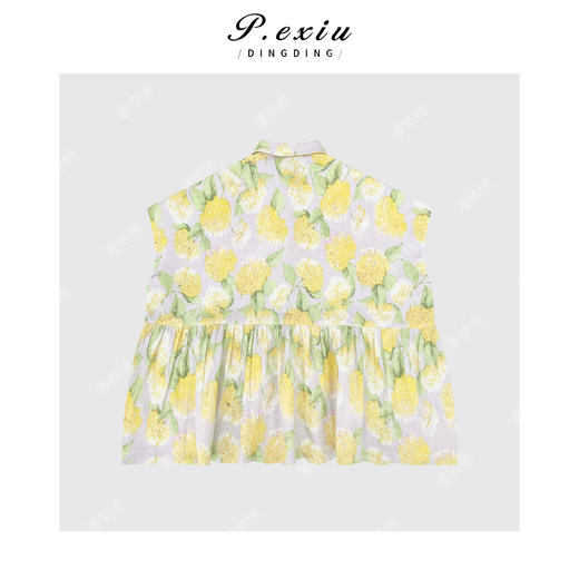 A007潘依绣丁丁宠粉PanYiXiu/潘依绣【夏日物语】100%亚麻复古油画风无袖衬衫 M8603 商品图2