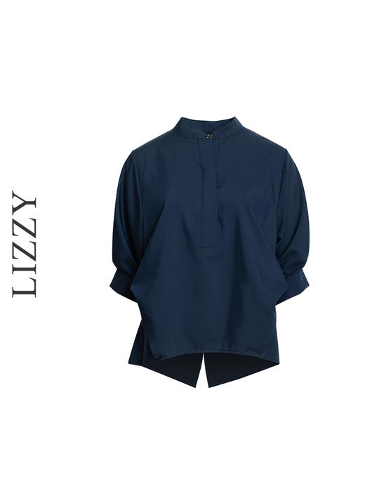 LIZZY简约通勤小立领前短后长式开叉显瘦衬衫气质休闲上衣8047 商品图8