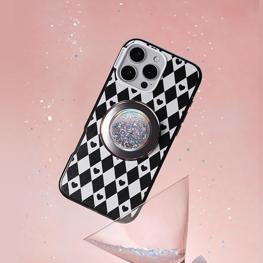 【甜】黑白爱心菱格 POPCASE手机壳 MagSafe Popcase磁吸款 撞色 菱格 拼贴 iPhone 16/15/14 商品图1
