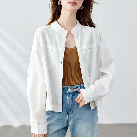 馥迦文艺圆领立领长袖衬衫 商品图8