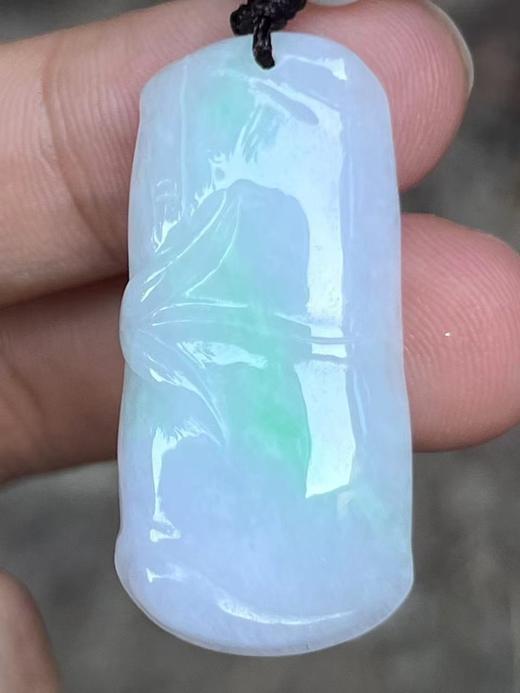 【云意轩翡翠】编号：9432  白底青翡翠竹节  天然翡翠 附证书 商品图0