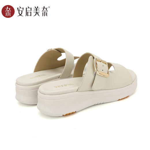 ARCHCONTACT安启美奈云朵真皮复古厚底勃肯一字拖鞋53027 商品图4