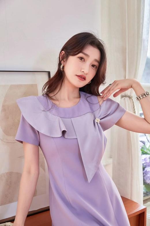 amadella 香芋紫荷叶边领连衣裙 18274 商品图3