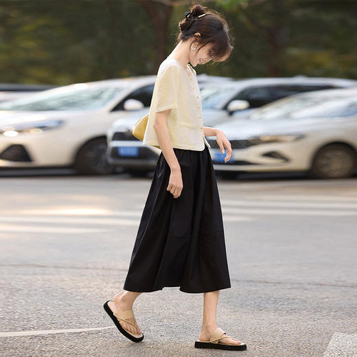 【专属特价】熙世界小香风天丝衬衫短外套女2025夏季新款圆领国风提花短袖衬衣 商品图4