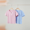【专属特价】熙世界撞色小V领拼接短袖T恤女2025新款夏季蓝色休闲通勤正肩上衣 商品缩略图3