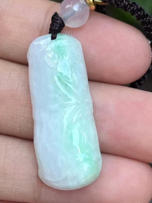 【云意轩翡翠】编号：9418 白底青翡翠竹节  天然翡翠 附证书 商品图1