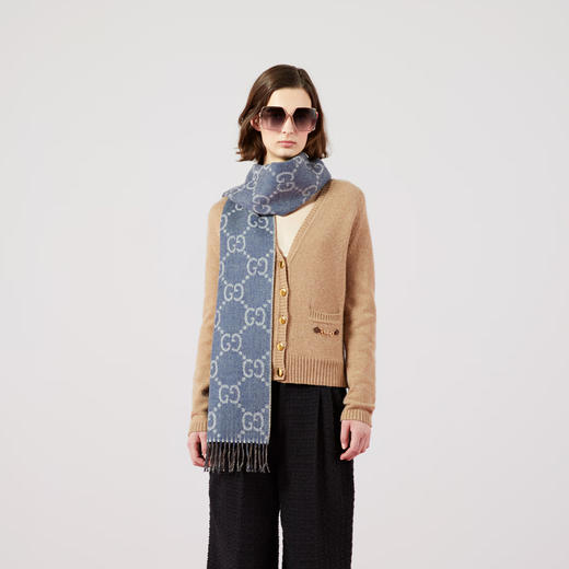 GUCCI 古驰 女士 GG 提花流苏围巾 混色 676610 3G200 4165 商品图2