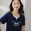熙世界2025年夏季新款美式复古假两件T恤女短袖休闲圆领印花上衣 商品缩略图3