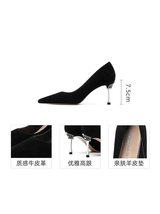 Roberta诺贝达 2025春季新款气质约会穿搭尖头皮质高跟鞋流行女RS254317 商品图2