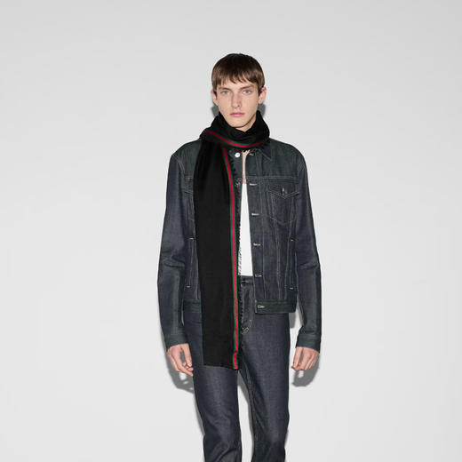 GUCCI 古驰 男士 GG 丝棉披肩 黑色 795284 4G483 1066 商品图2