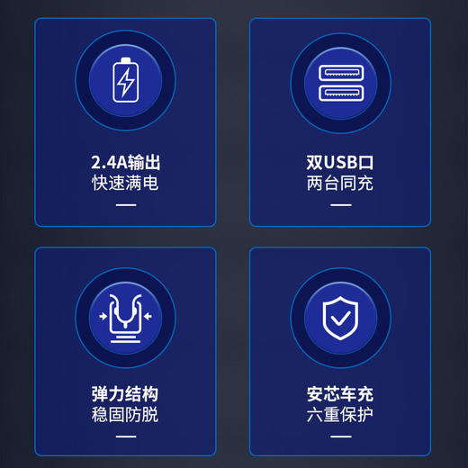 KIVEE车载充电器一拖二多功能通用USB车充汽车点烟器插头2.4A 双usb口 白色 商品图7
