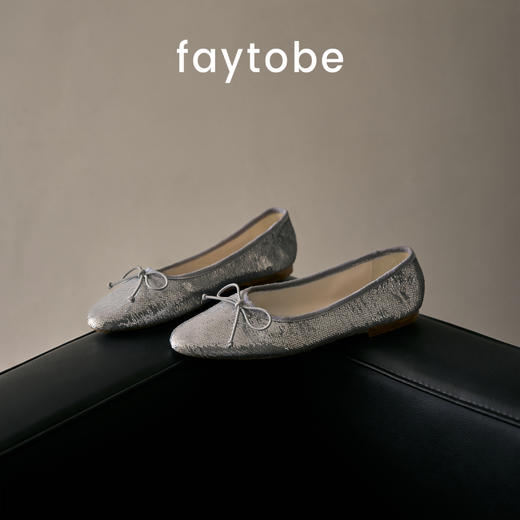 faytobe春日星光亮片芭蕾鞋25春羊皮尖圆头手工鞋复古浅口单鞋时髦平底 商品图2