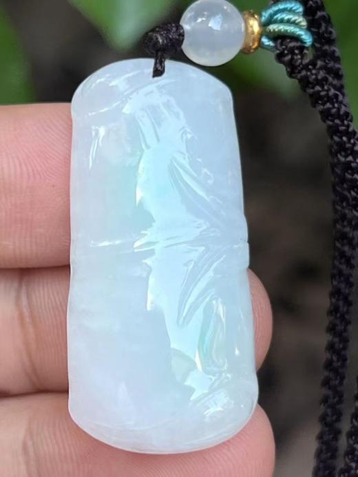 【云意轩翡翠】编号：9407 白底青翡翠竹节  天然翡翠 附证书 商品图0