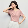 【专属特价】熙世界气质正肩粉色T恤短袖女2025夏季新款基础百搭休闲体恤上衣 商品缩略图4
