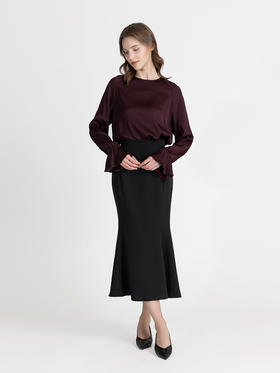 LIZZY 早秋优雅名媛气质鱼尾半裙百搭中长款半身裙女裙7912