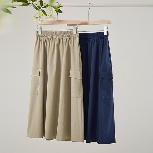 【专属特价】熙世界巴恩风户外工装半身裙女2025夏装新款复古美式中长款a字裙 商品图2