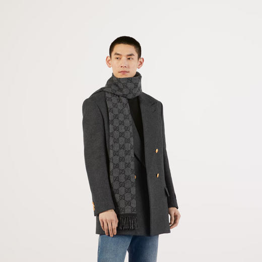 GUCCI 古驰 男士GG羊毛提花围巾 混色 676610 4G200 1061 商品图3