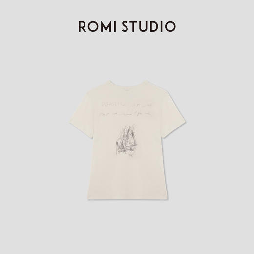 ROMI STUDIO”拥抱真实”休闲风纯棉字母印花圆领短袖T恤RWCSSY2796 商品图1