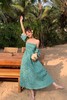 SIA SAYLOR 度假款绿色格纹抹胸泡泡袖连衣裙 18233 商品缩略图2