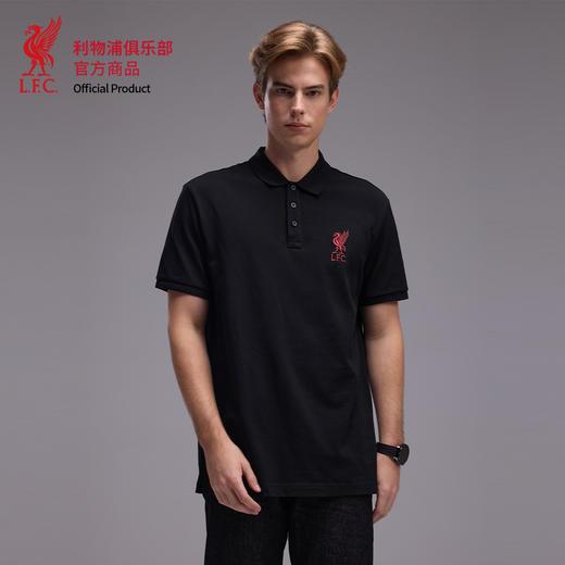 【官方正版】利物浦俱乐部 | 简约黑色POLO衫商务休闲短袖舒适透气 商品图1