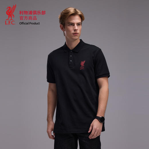【官方正版】利物浦俱乐部 | 简约黑色POLO衫商务休闲短袖舒适透气 商品图0