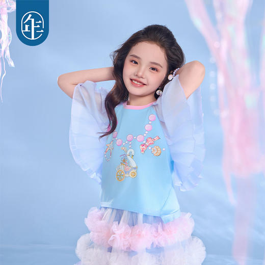 年衣2025夏季新款甜美中国风公主圆领套头打底衫上衣天鹅舞会T恤 商品图1
