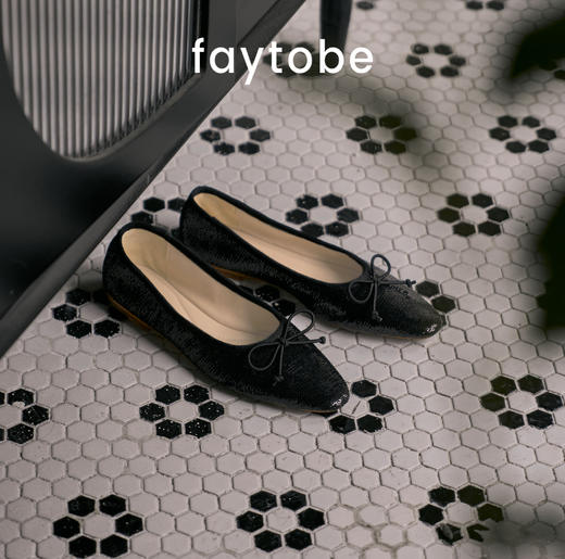 faytobe春日星光亮片芭蕾鞋25春羊皮尖圆头手工鞋复古浅口单鞋时髦平底 商品图4