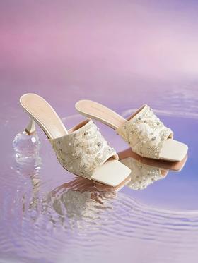 Roberta诺贝达 2025春夏季新款细跟女士时尚舒适方头凉拖鞋一字拖RM254303