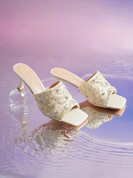 Roberta诺贝达 2025春夏季新款细跟女士时尚舒适方头凉拖鞋一字拖RM254303 商品图0