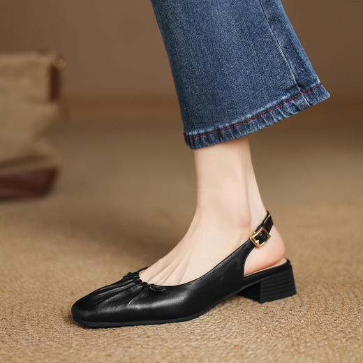 【预售5天】超软羊皮包头凉鞋女夏外穿软底中跟粗跟真皮软皮小单鞋WC&MM3260 商品图4