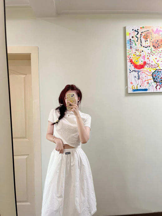 缪缪 25早春学院风白色半裙（TM） 商品图7