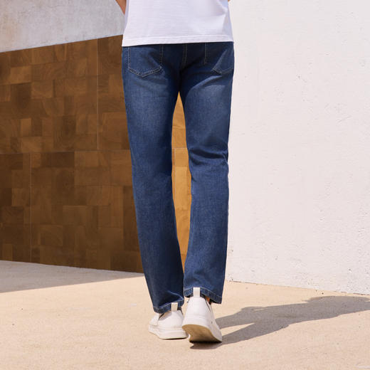 半身缘男裤 夏季舒适修身显高百搭透气耐磨牛仔裤252101M10103727 商品图4