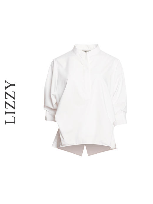 LIZZY简约通勤小立领前短后长式开叉显瘦衬衫气质休闲上衣8047 商品图9