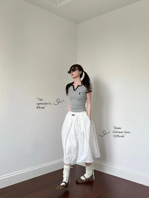 缪缪 25早春学院风白色半裙（TM） 商品图4