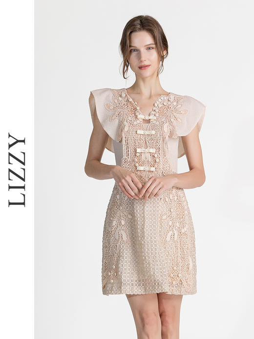 LIZZY法式轻奢感重工刺绣名媛风淑女洋装小礼服短款连衣裙8053 商品图1