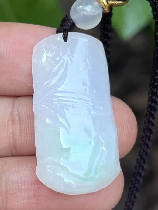 【云意轩翡翠】编号：9416 白底青翡翠竹节  天然翡翠 附证书 商品图1