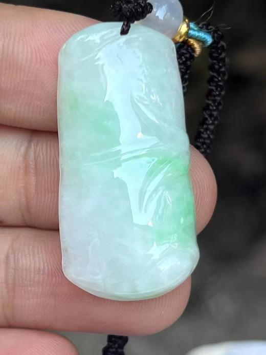 【云意轩翡翠】编号：9403 白底青翡翠竹节  天然翡翠 附证书 商品图2