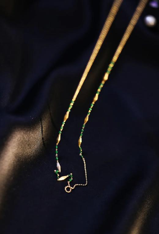 翡翠与黄金的流金岁月之河 | 帝王绿黄金古董感项链 商品图2