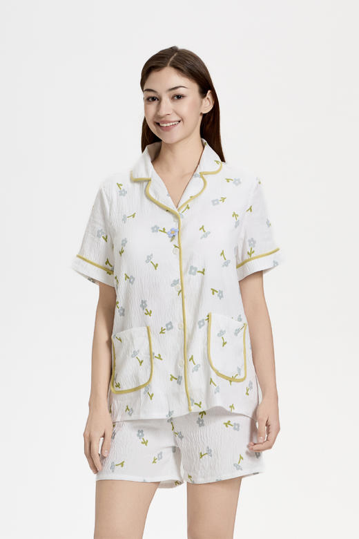 连绵·棉感涤碎花三件套 (短袖+长裤+短裤) 胸垫款 商品图9