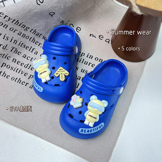 【萌趣卡通设计，时尚必备！】夏季宝宝包头拖鞋 中大童亲子 卡通软底室内外穿 沙滩凉鞋 防滑洞洞鞋-QQ 商品图6