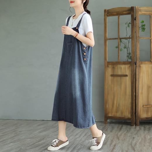 雀说 复古风水洗做旧棉质牛仔背带裙CL1967 商品图3