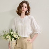 西遇法式宽松衬衣女夏季新款花边领口慵懒风白色衬衫上衣SS050442 商品缩略图0