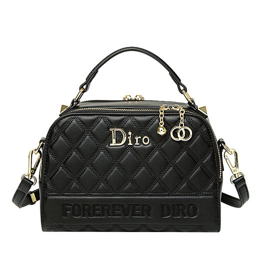 丁摩 包包新款黑色菱格软皮百搭质感高级感女士手提斜挎包5ZF- 商品图4