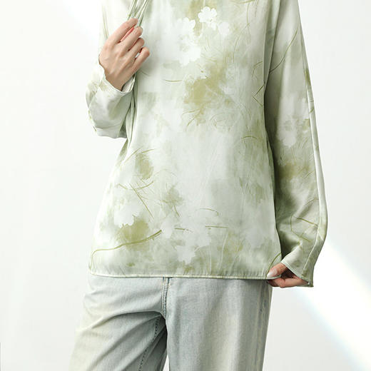 洛诗琳12010新中式气质衬衫2025夏季新款清新国风真丝上衣1005 商品图0